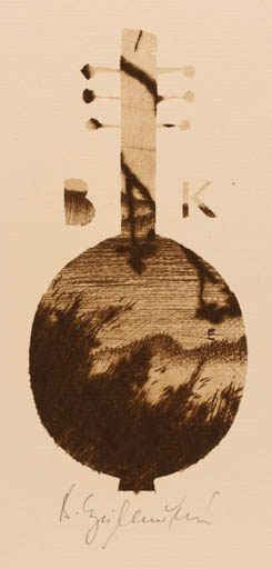 Exlibris by Bozena Dvorakova-Kjullenenova from Czech Republic for ? B. K. - Flora Maritime Music 