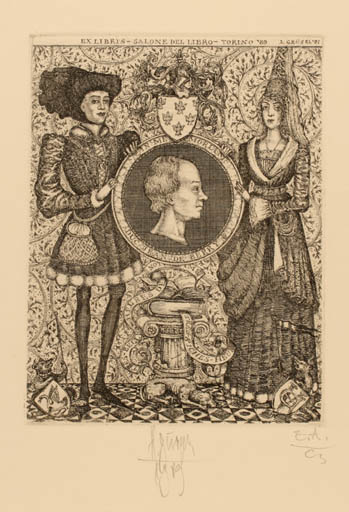 Exlibris by Harry Jürgens from Germany for Lutz Grösel - Couple 