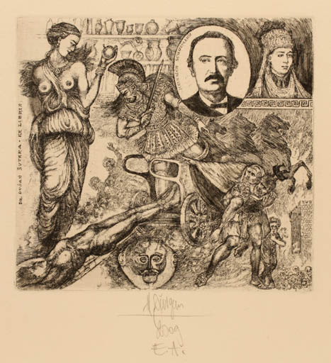 Exlibris by Harry Jürgens from Germany for Dusan Sutera - Classical antiquity Literature 