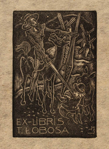 Exlibris by Stefan Mrozewski from Poland for T Lobosa - Don Quijote 