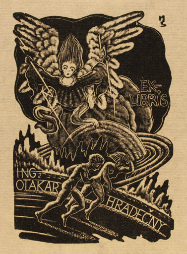 Exlibris by Stefan Mrozewski from Poland for Ing. Otakar Hradecny - Drama Angel 