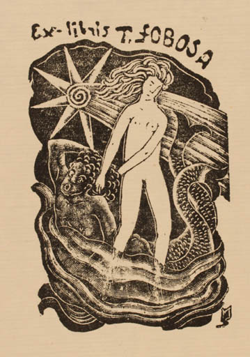 Exlibris by Stefan Mrozewski from Poland for T Fobosa - Mermaid 