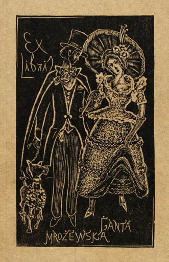 Exlibris by Stefan Mrozewski from Poland for ? ? - Dog Couple Romance 