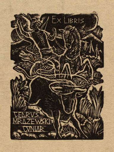 Exlibris by Stefan Mrozewski from Poland for ? ? - Fauna Horseman/Rider 