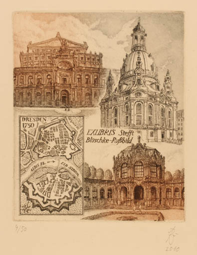 Exlibris by Andreas Raub from Germany for Steffi Blüschnke Rubbild - Castle/Palace City 