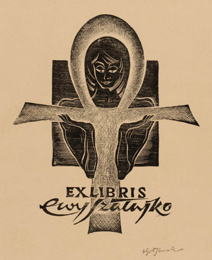 Exlibris by Antoni Golebniak from Poland for ? ? - Woman 