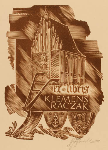 Exlibris by Antoni Golebniak from Poland for Klemens Raczak - Church 