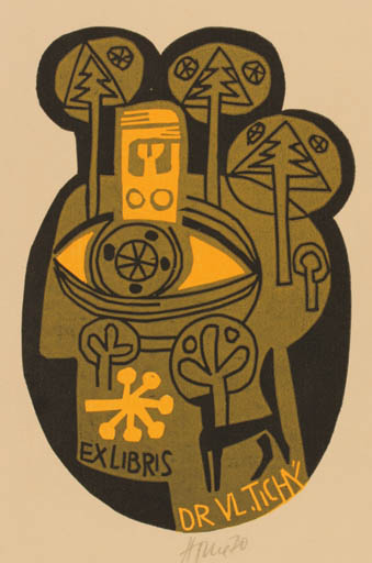 Exlibris by Miroslav Houra from Czechoslovakia for Vladimir Tichy - Abstract 