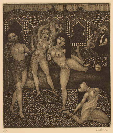 Exlibris by Patricia Nik-Dad from France for Gordon P Smidt - Interior Erotica Nude Oriental 