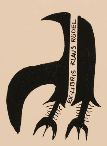 Exlibris by Erik Skjoldborg from Denmark for Klaus Rödel - Bird 