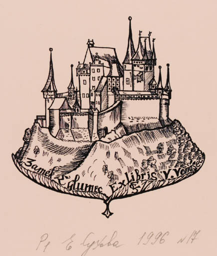 Exlibris by Elena Sukhova from Russia for V Vonachec - Castle/Palace 