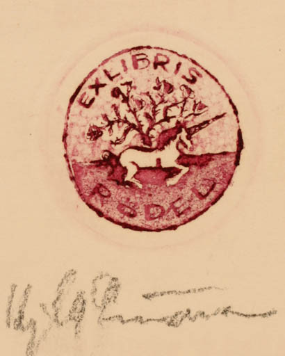 Exlibris by Kjeld Simonsen from Denmark for Klaus Rödel - Horse 