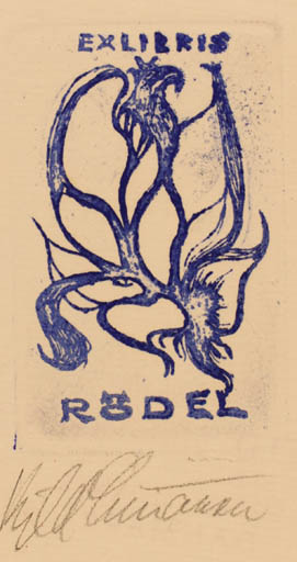 Exlibris by Kjeld Simonsen from Denmark for Klaus Rödel - Flower 