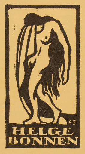 Exlibris by Poul Sæbye from Denmark for Helge Bonnen - Woman 