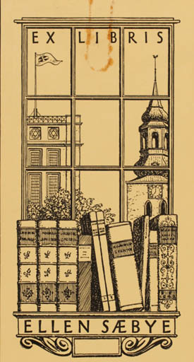 Exlibris by Poul Sæbye from Denmark for Ellen Sæbye - Book City Church 