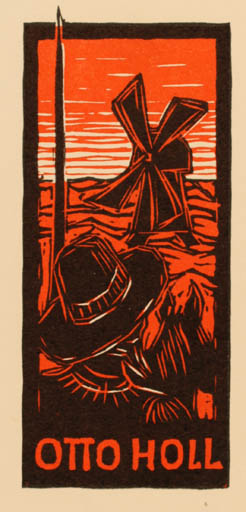 Exlibris by Chr. W. Bauditz from Denmark for Otto Holl - Don Quijote Man Mill 