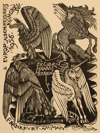 Exlibris by Bruno da Osimo from Italy for Hanns Heeren - Fable Animal 