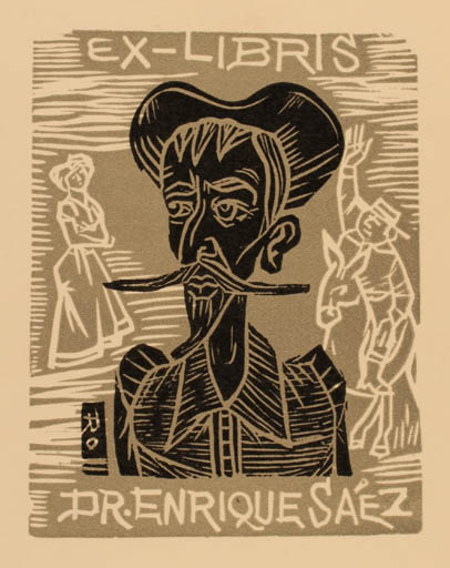 Exlibris by Rui Fernandes from Portugal for Dr. Enrique Saez Fernadez Casariego - Don Quijote Man 