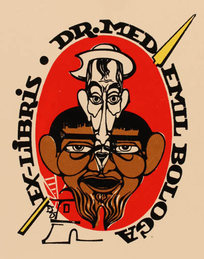 Exlibris by Eduardo Dias Ferreira from Portugal for Dr. Emil I. Bologa - Don Quijote 