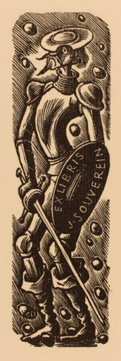 Exlibris by Cyril Bouda from Czechoslovakia for Johannes Souverein - Don Quijote 