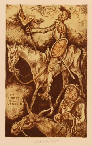 Exlibris by Bohumil Kratky from Czechoslovakia for G. A. Verduin - Don Quijote Horseman/Rider 