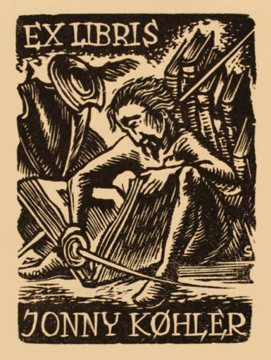 Exlibris by Hugo Silbersky from Czechoslovakia for Køhler Johnny - Book Don Quijote 