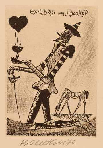 Exlibris by Karel Oberthor from Czechoslovakia for Ing. Jiri Soukup - Don Quijote 