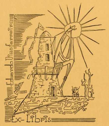 Exlibris by Eduardo Dias Ferreira from Portugal for Eduardo Dias Ferreira - Don Quijote Mill 