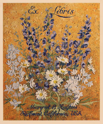 Exlibris by Bernhard Kuhlmann from Germany for Margriet Ruijters - Flower Flora 