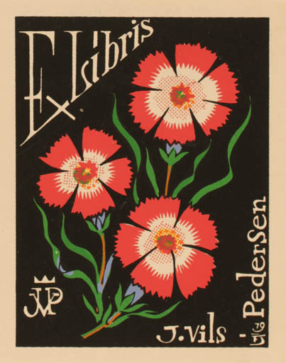 Exlibris by Eduardo Dias Ferreira from Portugal for Jørgen Vils Pedersen - Flower 