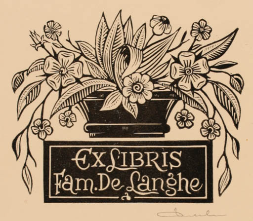 Exlibris by Zbigniew Dolatowski from Poland for Fam. de Langhe - Flower Flora 