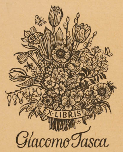 Exlibris by Ellen Beck from Germany for Giacomo Tasca - Flower Flora 