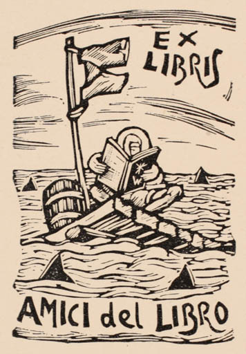 Exlibris by Remo Wolf from Italy for ? Amici del Libro - Book Maritime 