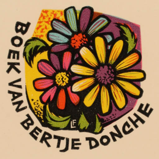 Exlibris by Frans Lasure from Belgium for Donche Van Bertje - Flower Flora 