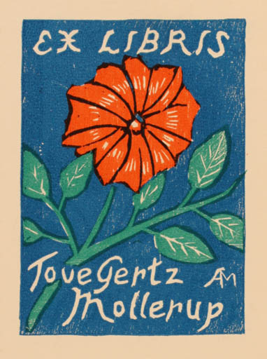 Exlibris by Svend Aage Mollerup from Denmark for Tove Gertz Mollerup - Flower Flora 