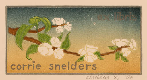 Exlibris by Ad. Snelders from Netherland for Corrie Snelders - Flower Flora 