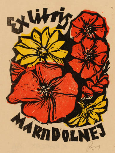 Exlibris by Klemens Raczak from Poland for Marii Dolnej - Flower Flora 