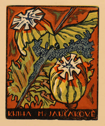 Exlibris by Jiri Slavik from Czechoslovakia for M. Jancakova - Flora 