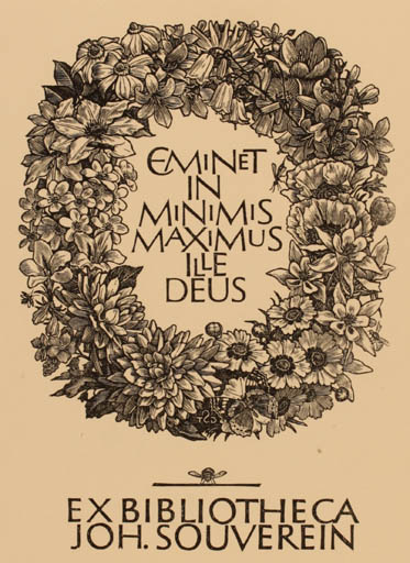 Exlibris by Gerhard Stauf from Germany for Johannes Souverein - Flower Flora 