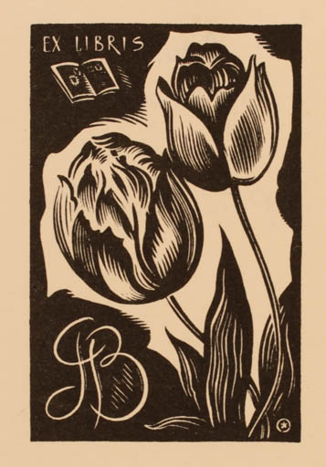 Exlibris by Eugen Goljachowski from Russia for C.W. Sechswatskaja - Flower Flora 