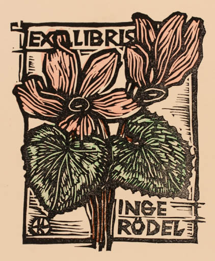 Exlibris by Otto Feil from Austria for Inge Rödel - Flower Flora 