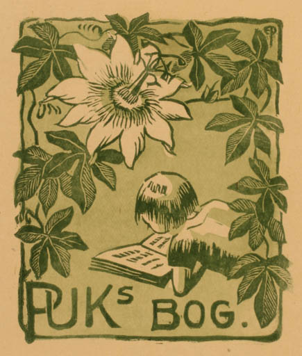 Exlibris by Edmund Peter from Denmark for Puk Reitzel - Child Flower Book Flora 