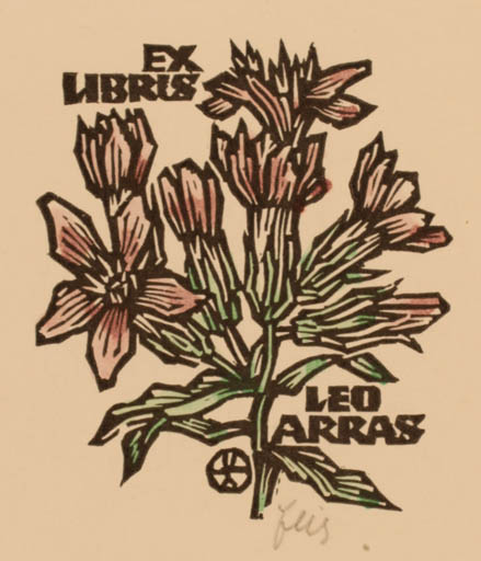 Exlibris by Otto Feil from Austria for Leo Arras - Flower Flora 