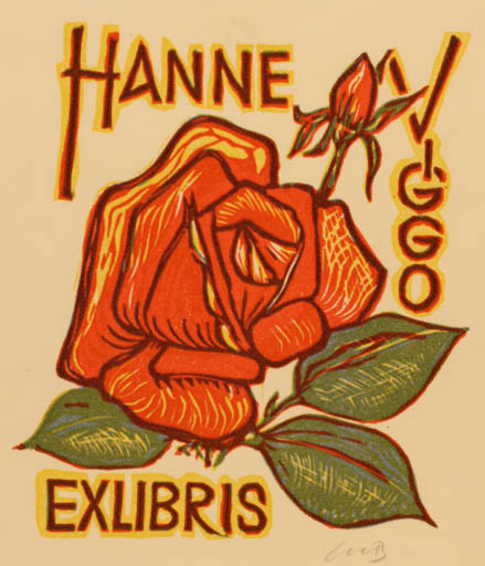 Exlibris by Chr. W. Bauditz from Denmark for Hanne & Viggo Rosenstedt - Flower Flora 