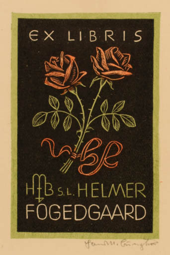 Exlibris by Hans Michael Bungter from Germany for Helmer Fogedgaard - Flower Flora 