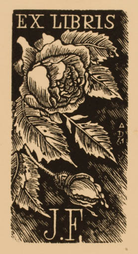 Exlibris by Antonin Dolezal from Czechoslovakia for J. F. - Flower Flora 