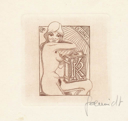 Exlibris by Eugen Schmidt from Germany for Klaus Rödel - Book Woman Nude 