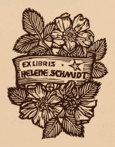 Exlibris by Otto Feil from Austria for Helene Schmidt - Flower Flora 