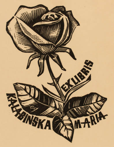 Exlibris by Edward Grabowski from Poland for Maria Kalabinska - Flower Flora 