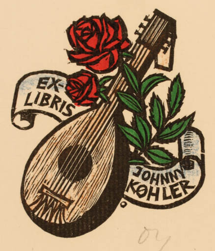 Exlibris by Herbert S. Ott from Germany for Køhler Johnny - Flower Flora Music 